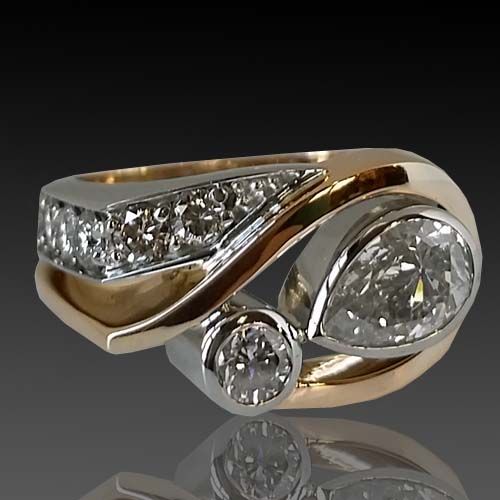 Vintage Zirconia Gold & Silver Irregular Ring