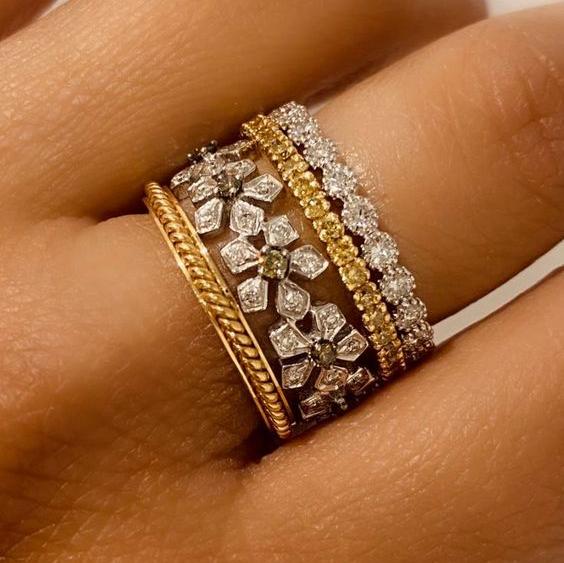 Vintage Sparkling Zirconia Ring Set