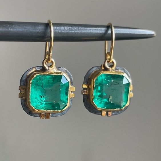 Vintage Turquoise Glass Square Earrings