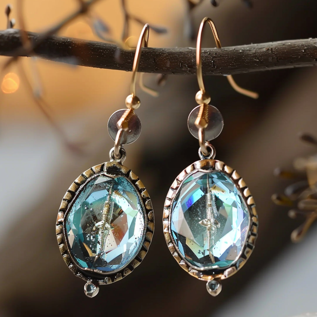 Blue Inlaid Glass Earrings