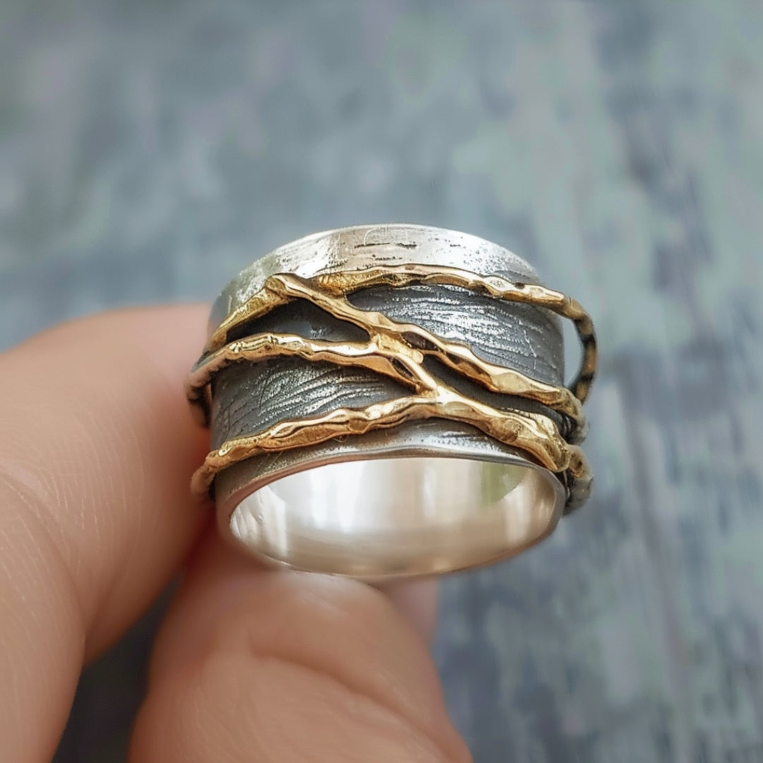 Silver & Gold Threads Ring