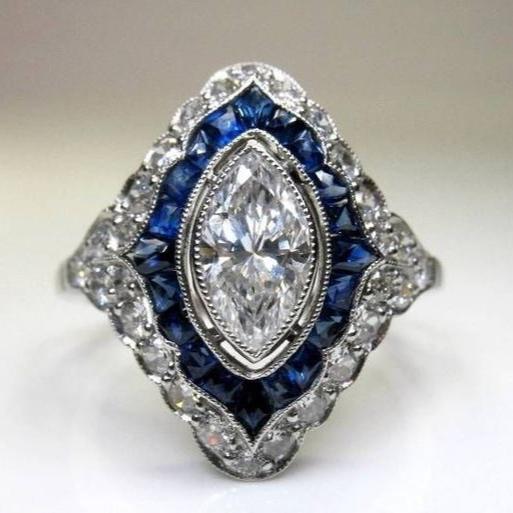 Vintage Blue Bright Zirconia Ring