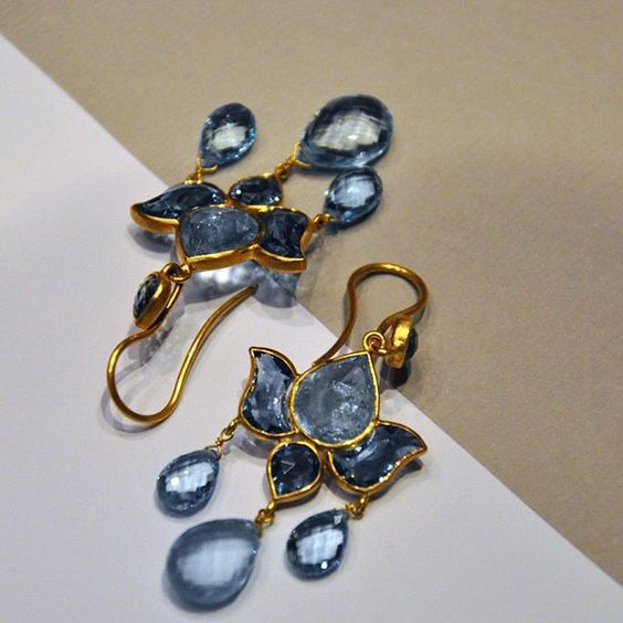 Vintage Blue Crystal Rain Earrings