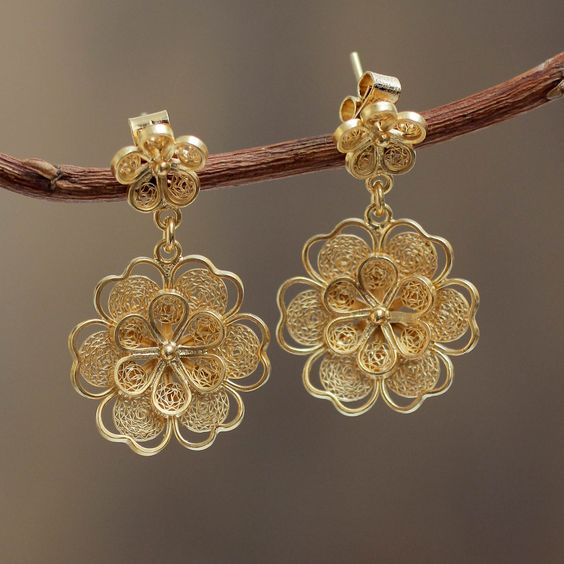 Vintage Golden Flower Earrings