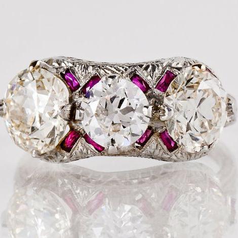 Vintage Pink & White Zirconia Silver Ring