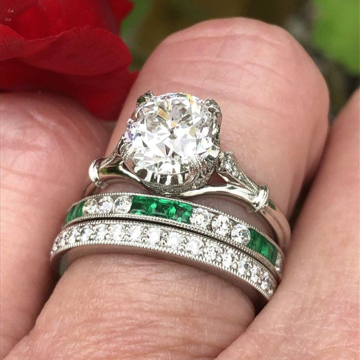 Vintage White & Green Zirconia Ring Set