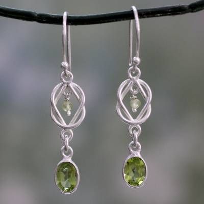 Vintage Green Olive Dangling Earrings