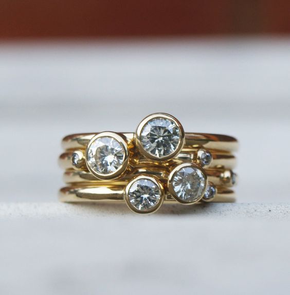 Vintage Layering Gold Zirconia Ring