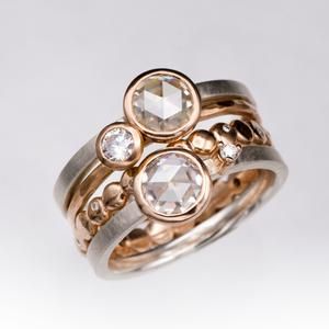 Vintage Layered Zirconia Rose & Silver Ring