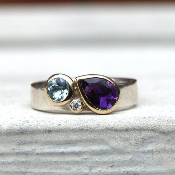 Vintage Purple Zirconia Drop Ring