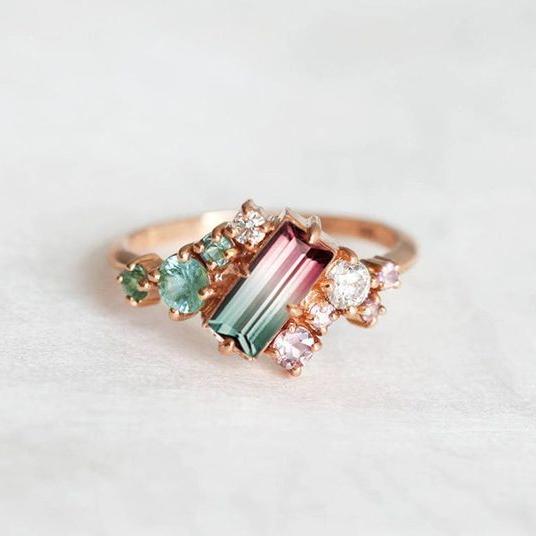 Vintage Rose Green Zirconia Ring