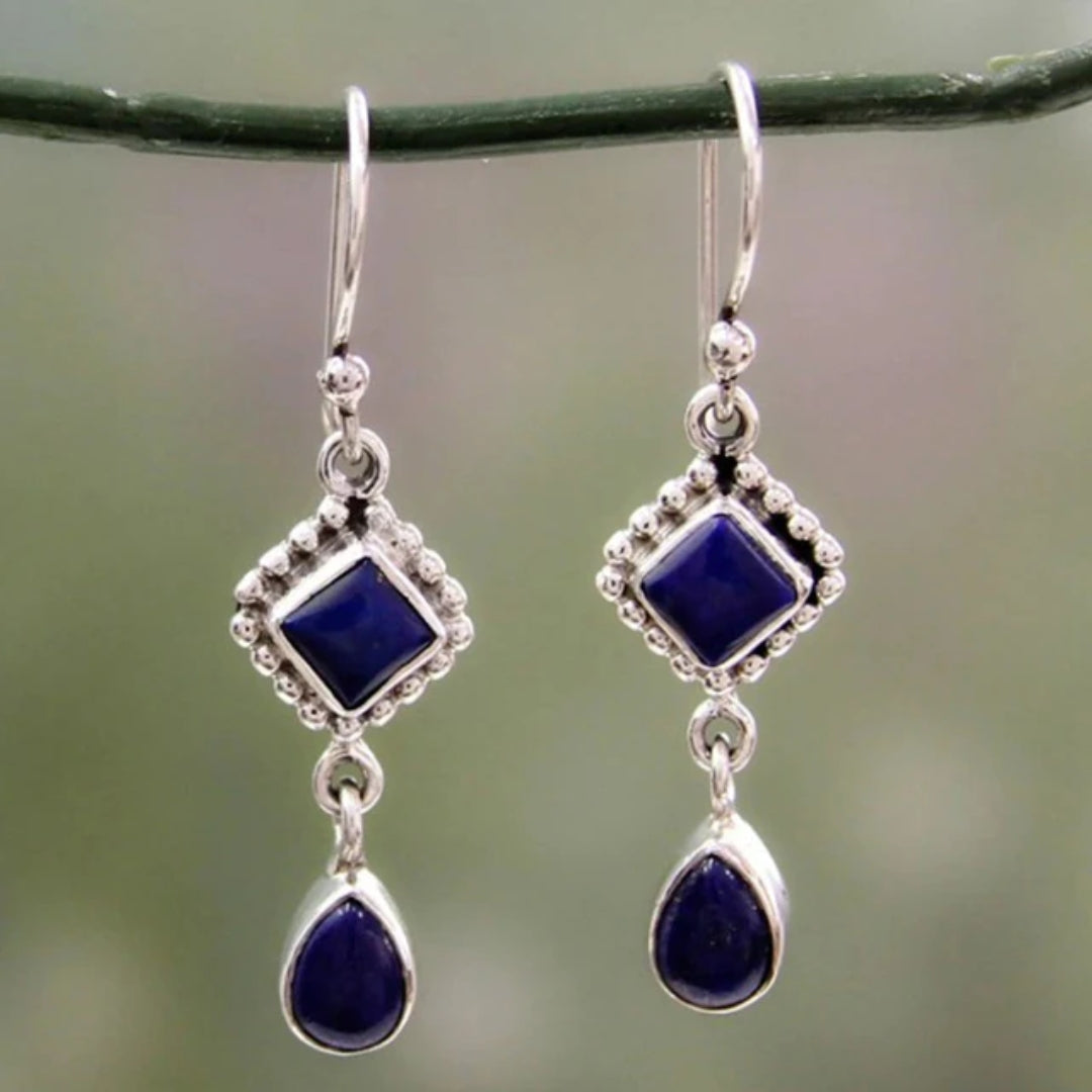 Vintage Blue Stone Dangling Earrings