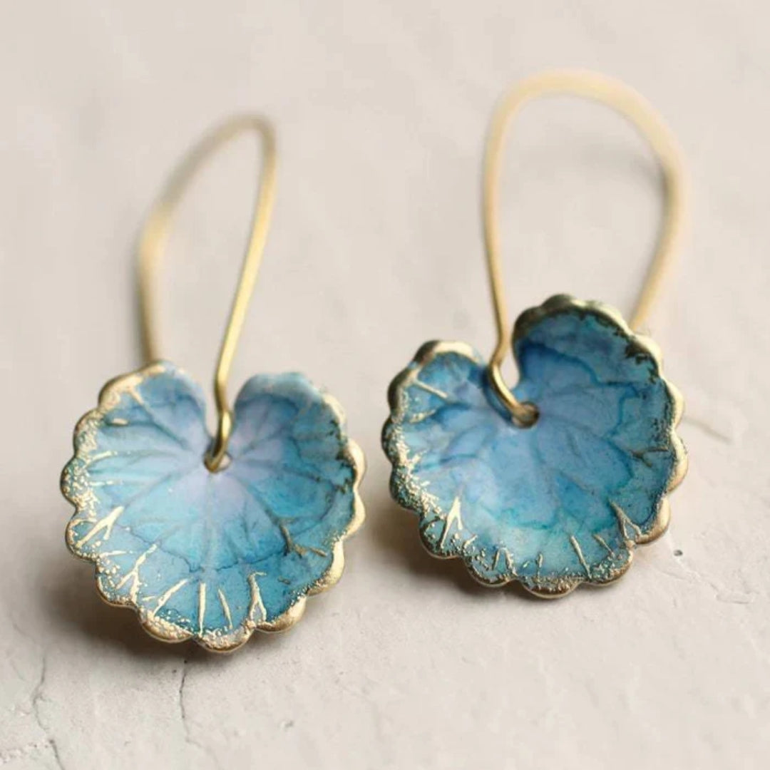 Vintage Blue Leaf Earrings