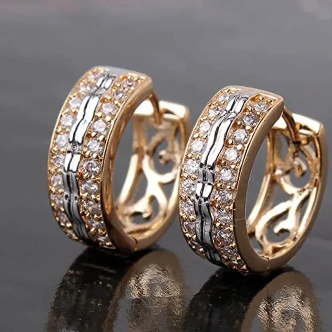 Elegant Golden Zirconia Earrings