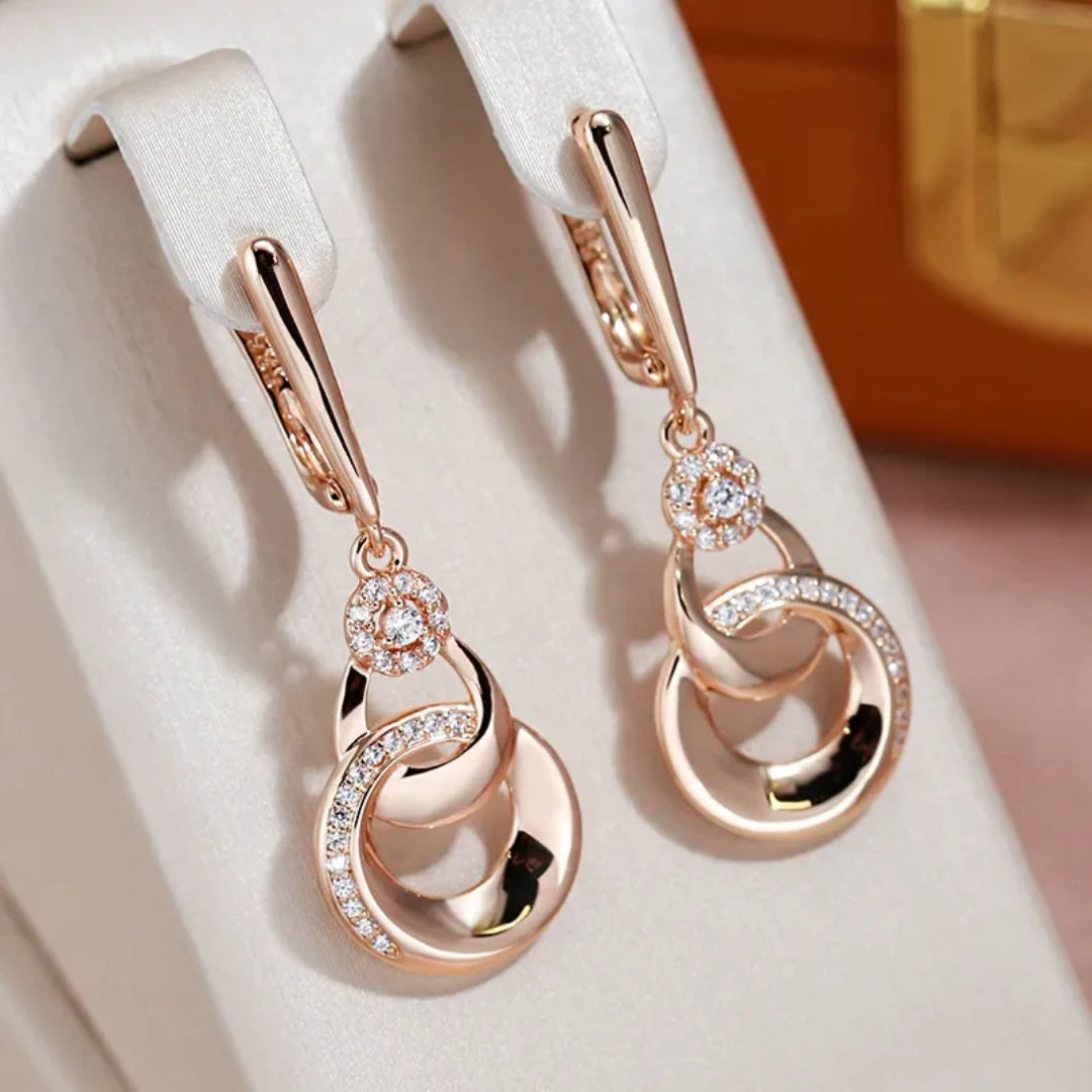 Elegant Knotted Circles Golden Earrings