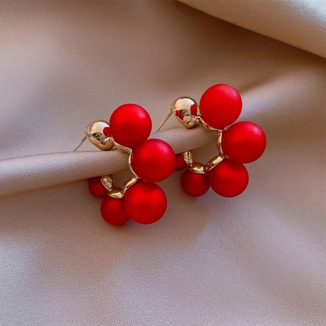 Elegant Red Pearl Earrings