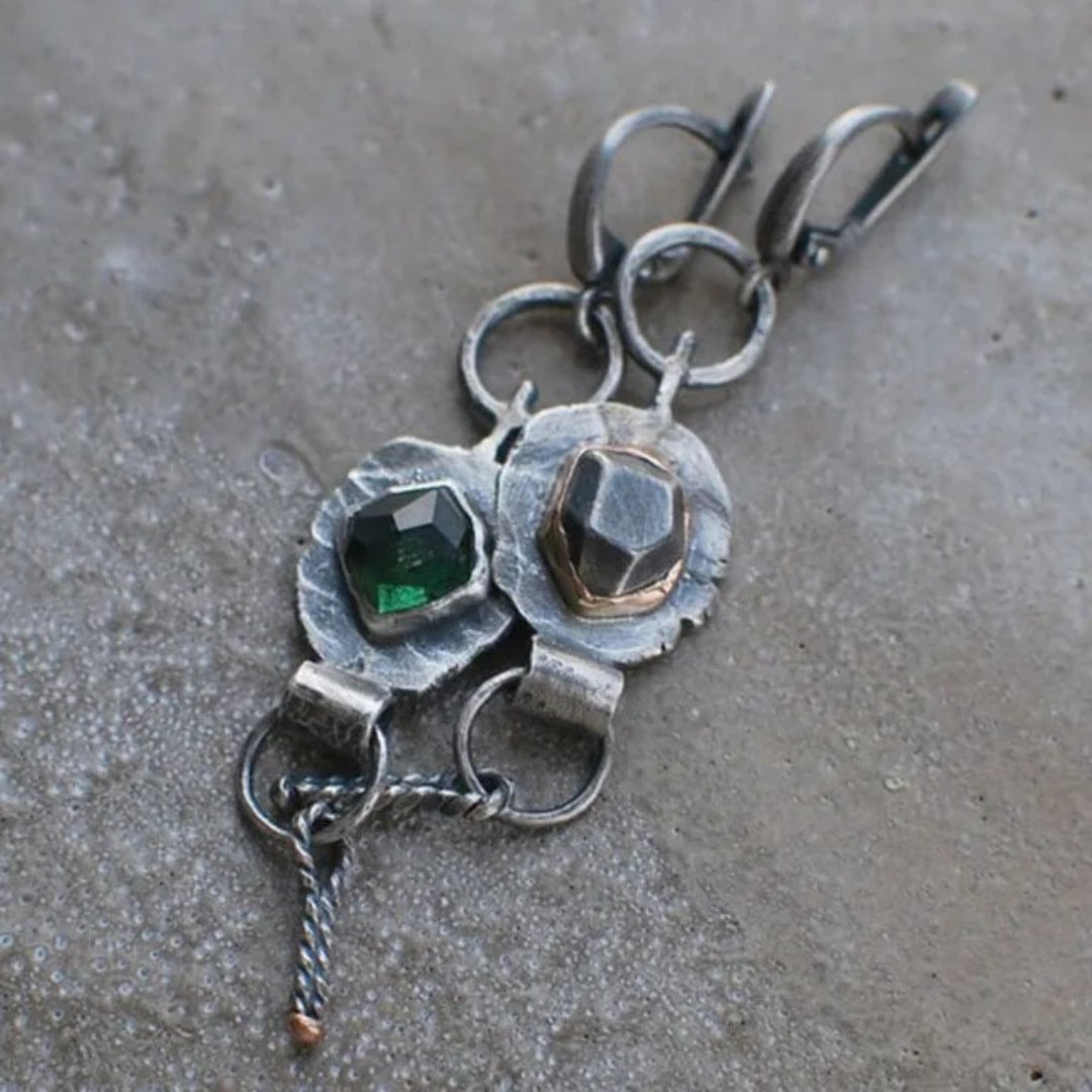 Vintage Mechanical Stone Earrings