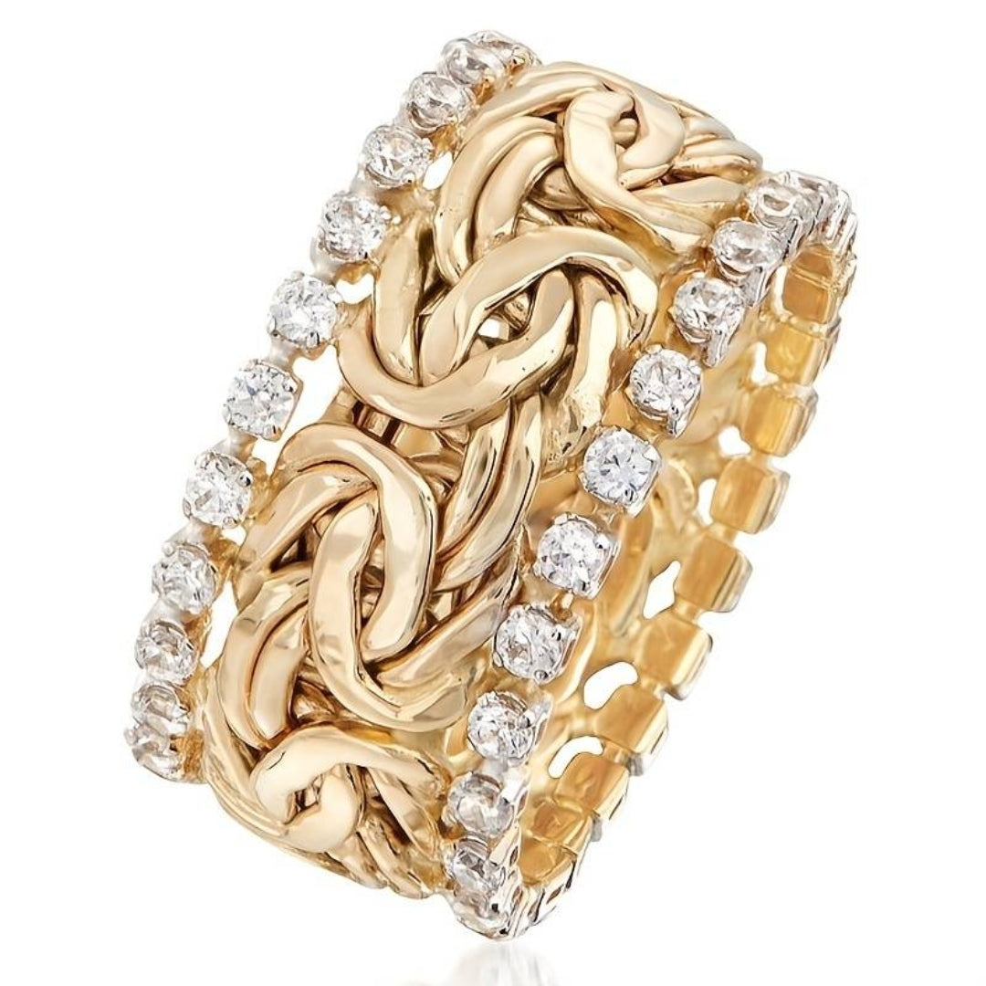 Vintage Golden Braided Zirconia Ring