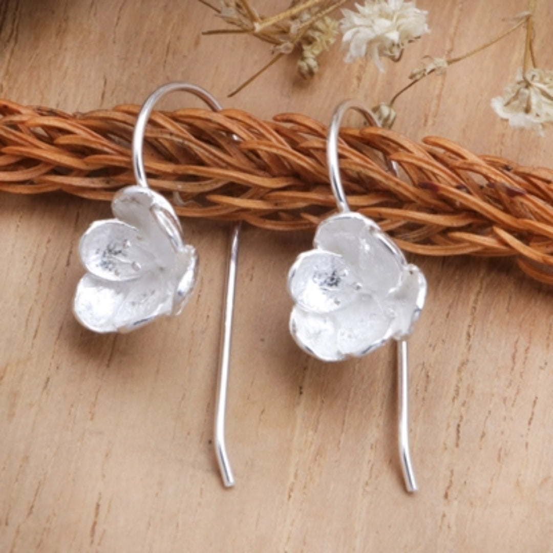 Vintage Silver Plated Flower Earrings