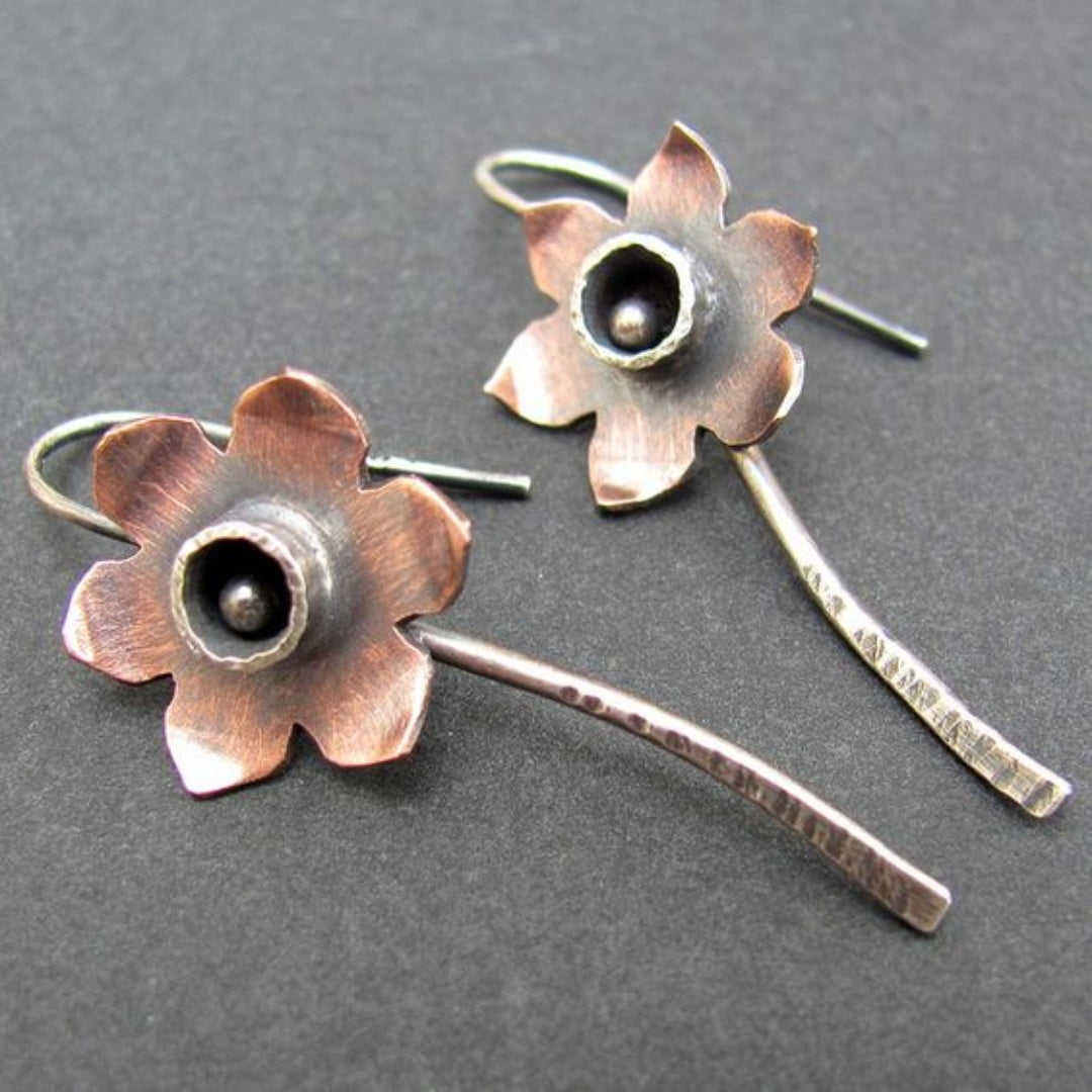 Vintage Brown Flower Earrings