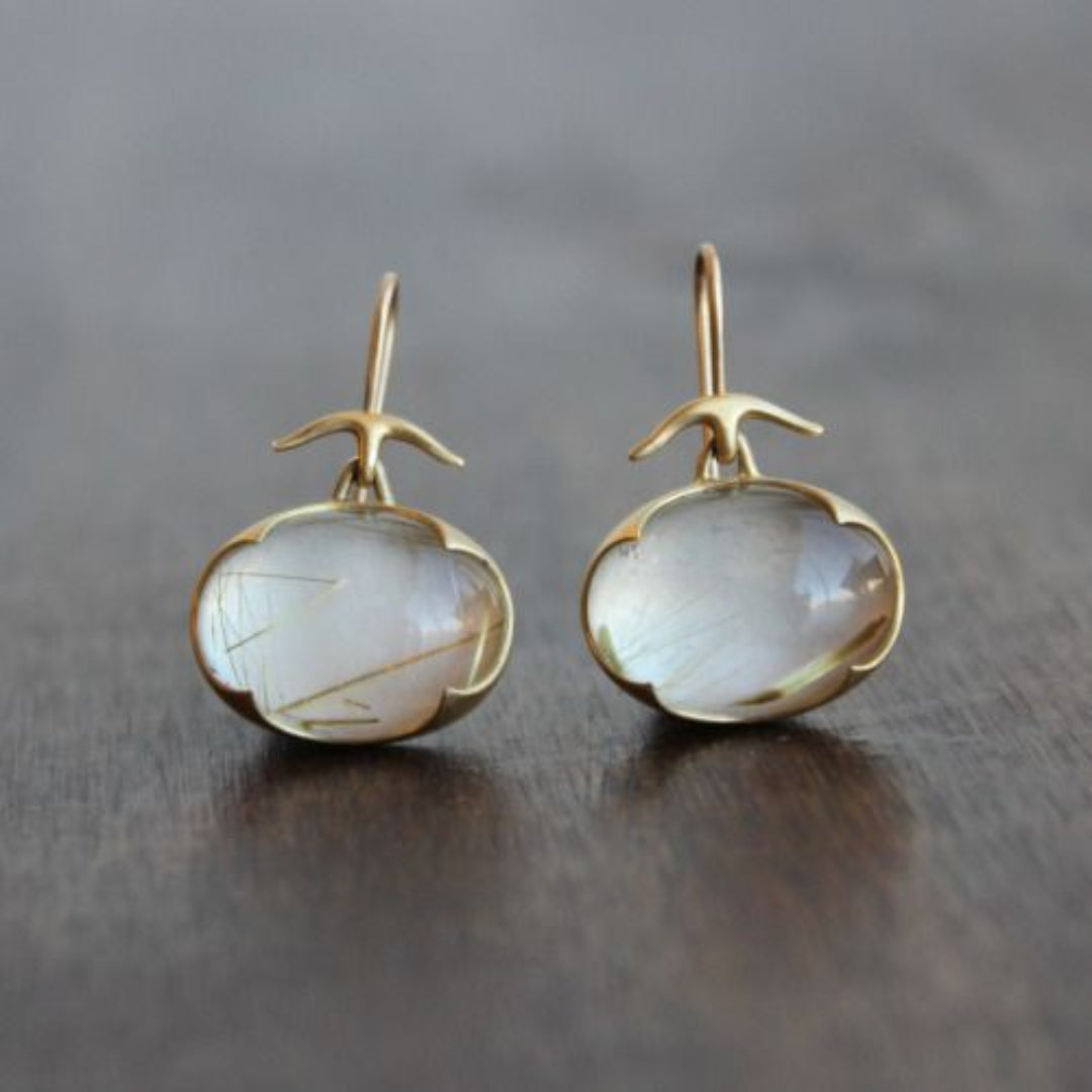 Vintage Moonstone Golden Earrings