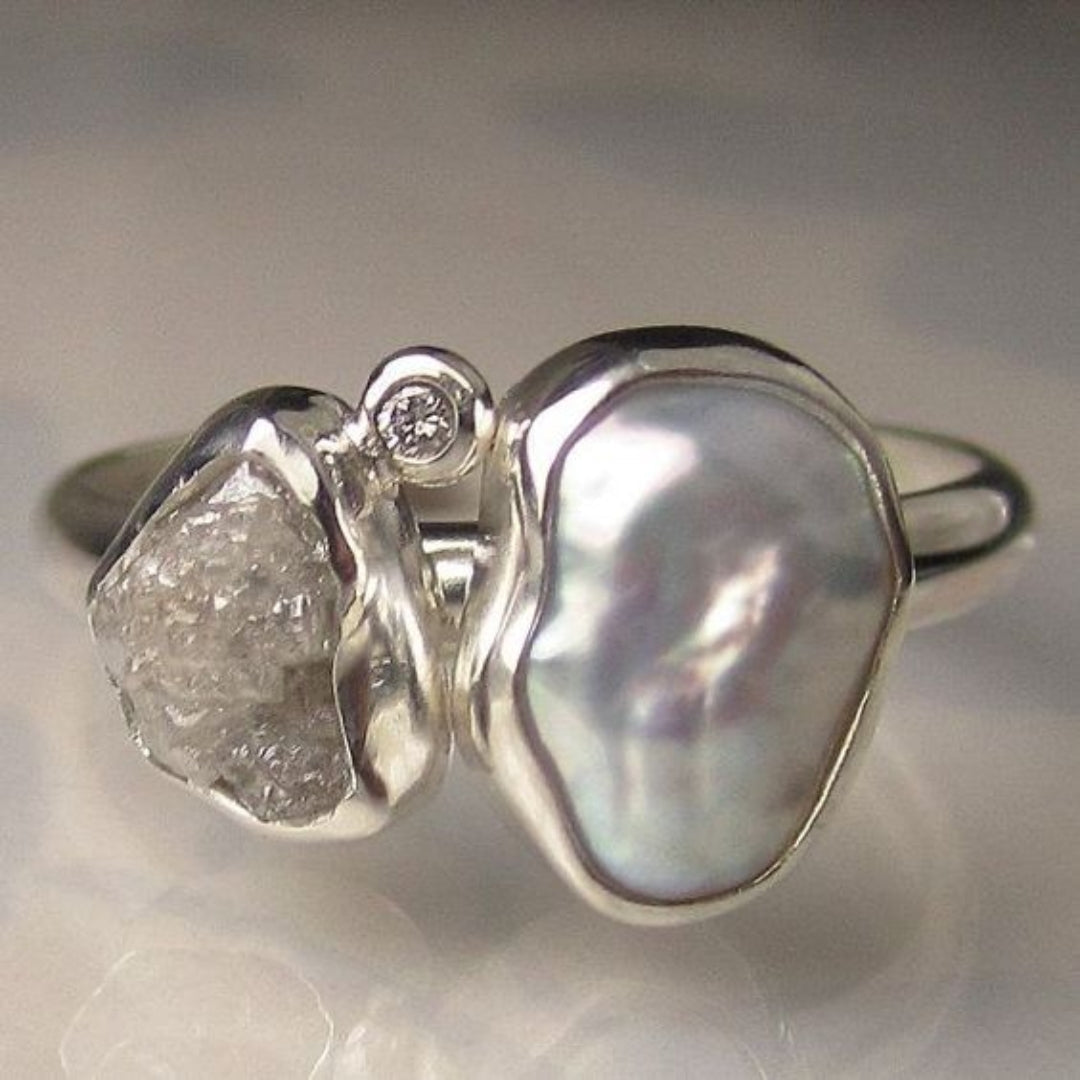 Vintage Baroque Pearl Silver Ring