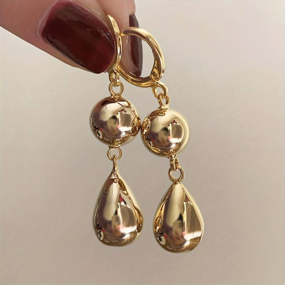 Vintage Dangling Golden Pearls Earrings