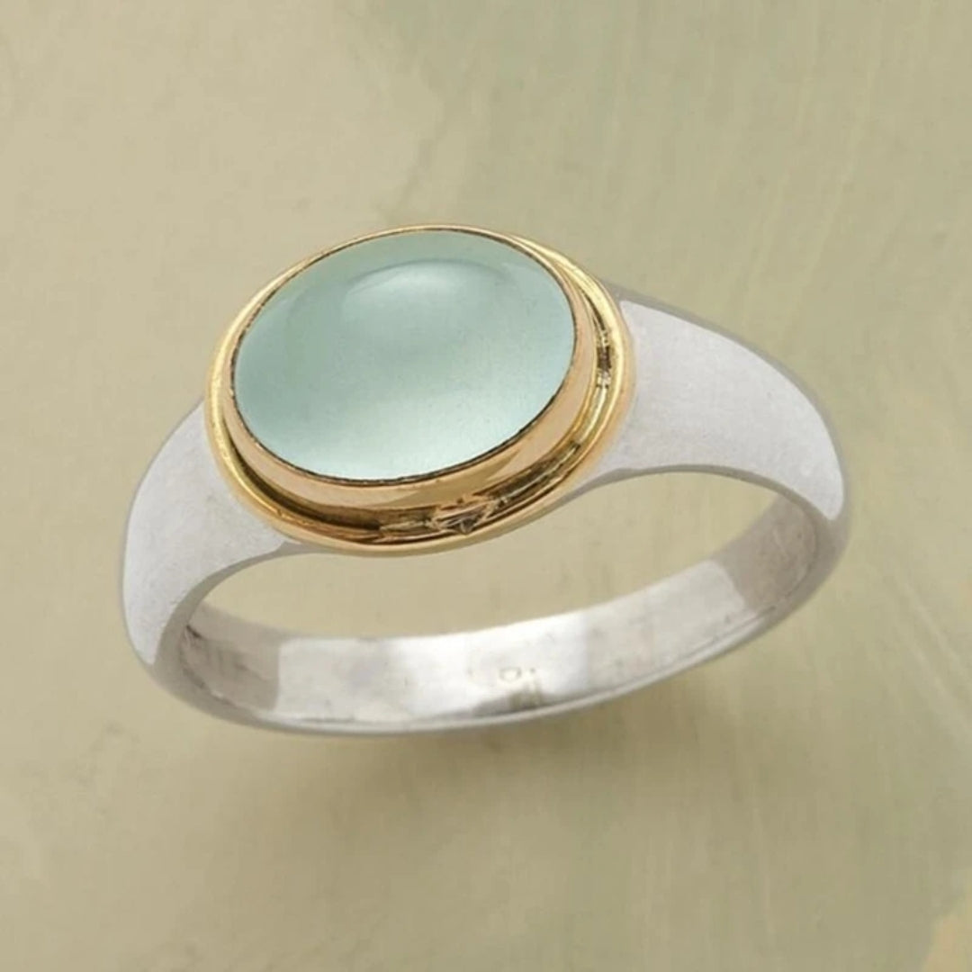 Vintage Gold & Silver Green Stone Ring