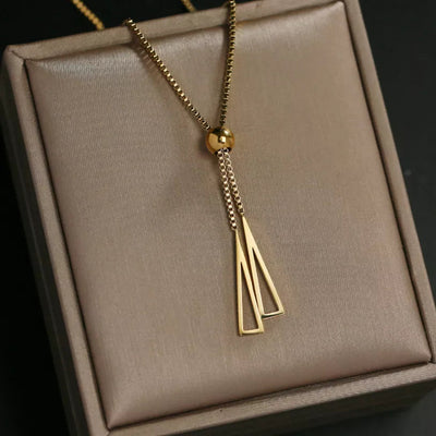 Gold Pendant Necklace with Tassel