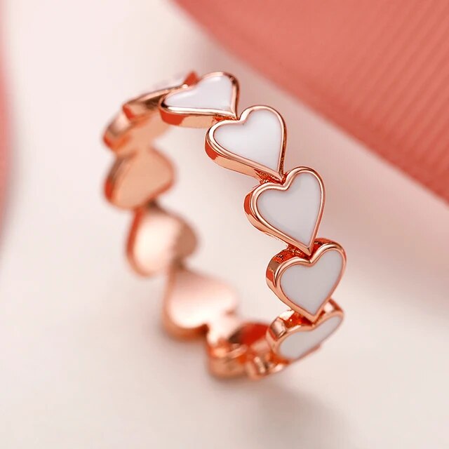 Vintage White Heart Rose Gold Ring