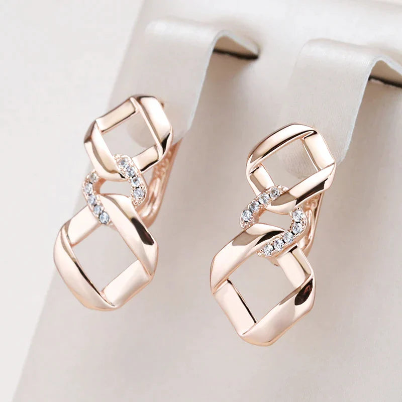 Elegant Gold Plated Zirconium Chain Earrings