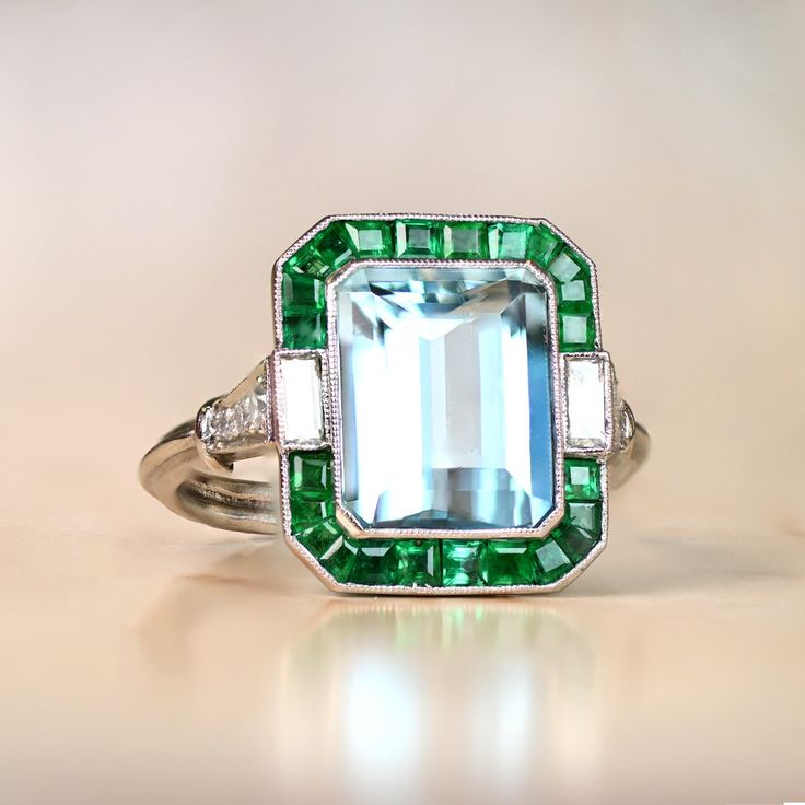 Vintage White & Green Zirconia Ring