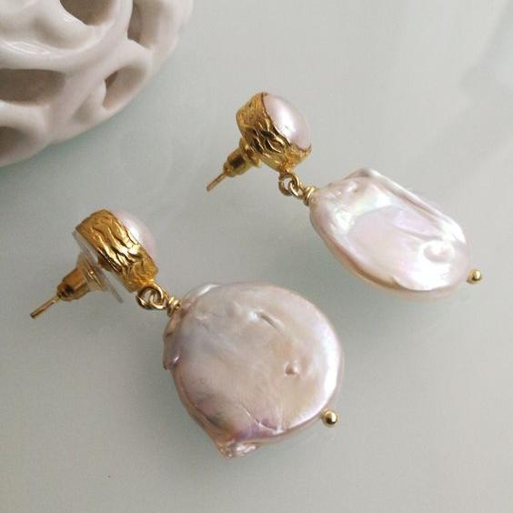 Vintage Rounded Barroque Pearl Earrings