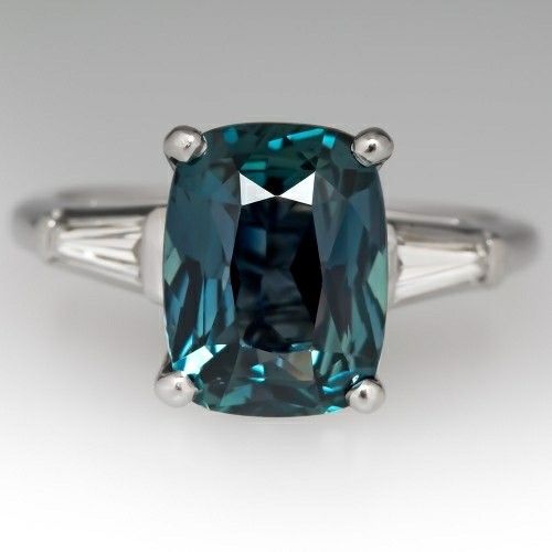 Vintage Blue Greenish Zirconia Silver Ring