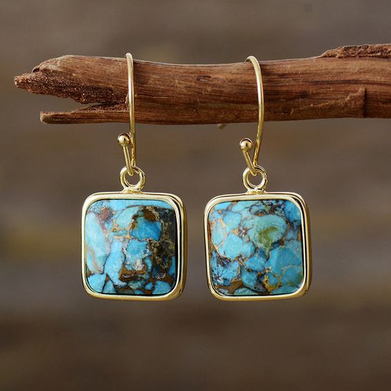 Vintage Cubic Blue Stone Earrings