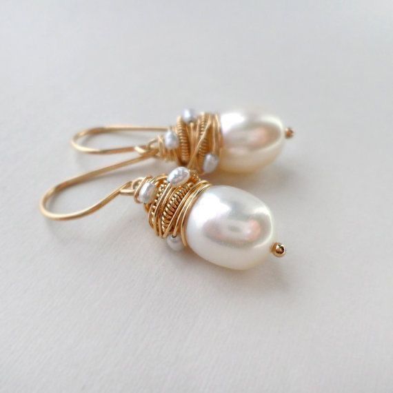 Vintage Pearl Golden Threads Earrings