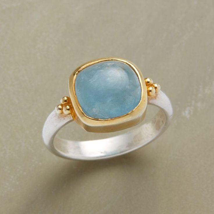 Vintage Blue Stone Gold & Silver Ring