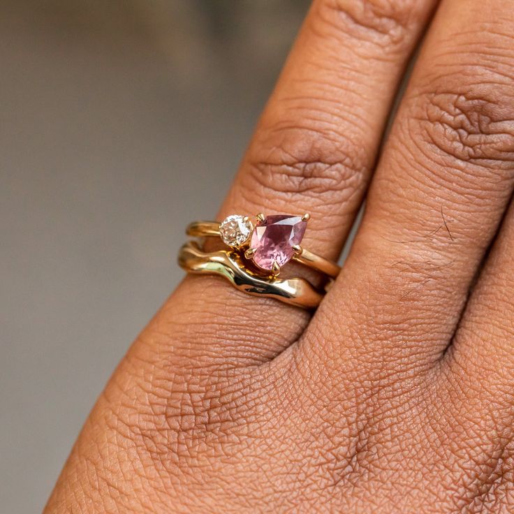 Vintage Pink Drop Crystal Ring