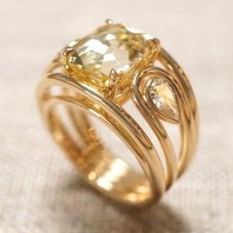 Vintage Gold Yellow Zirconia Ring