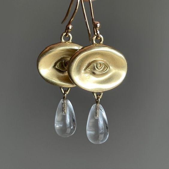 Vintage Glass Golden Eye Earrings