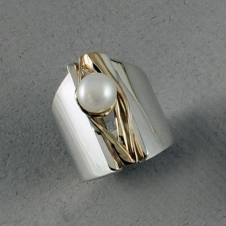 Vintage Pearl Open Silver Ring