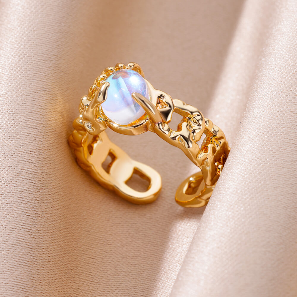 Golden Moonstone Ring