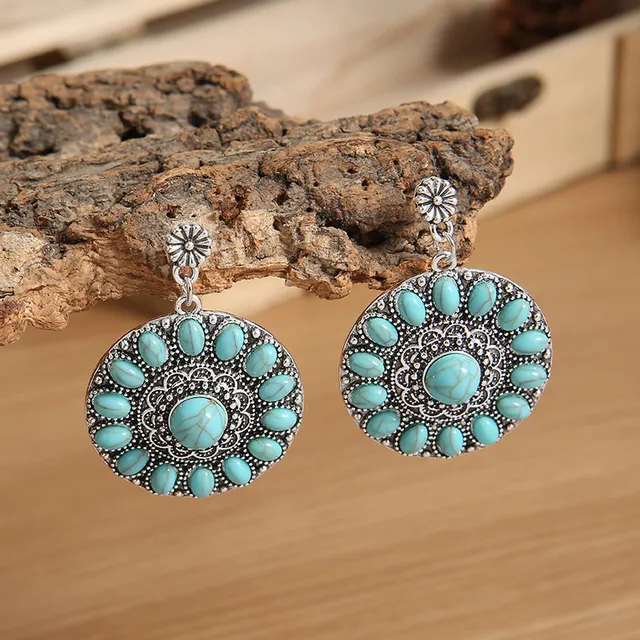 Vintage Turquoise Mandala Earrings