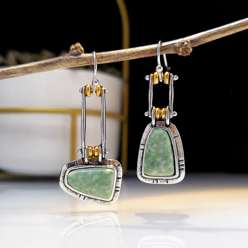 Vintage Green Stone Earrings