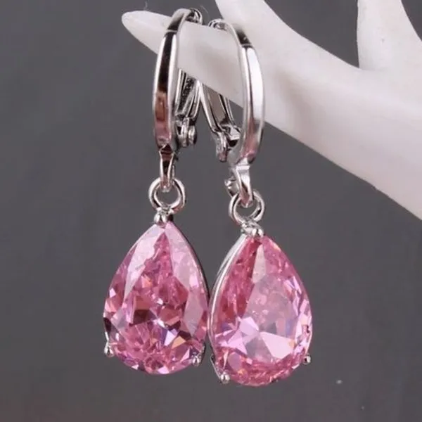 Elegant Pink Zirconia Earrings