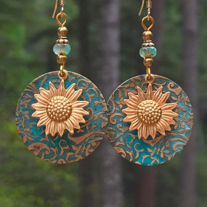 Vintage Old Sunflower Earrings