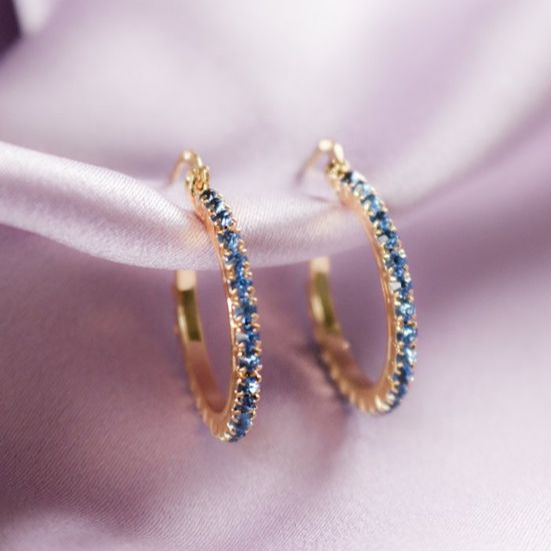 Elegant Blue Zirconia Hoop Earrings