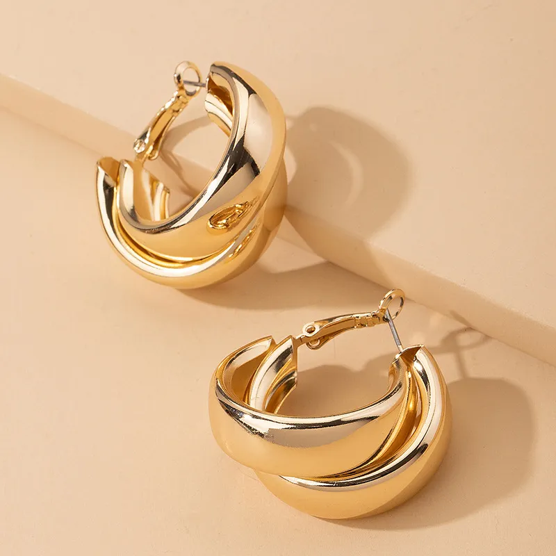 Elegant Golden Double Hoop Earrings