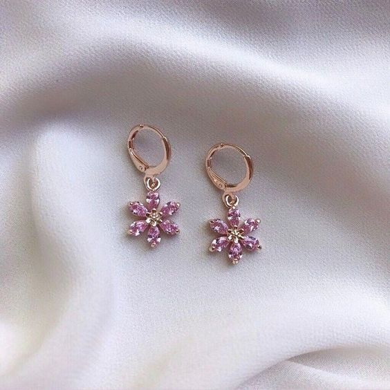 Pink Flower Elegant Earrings