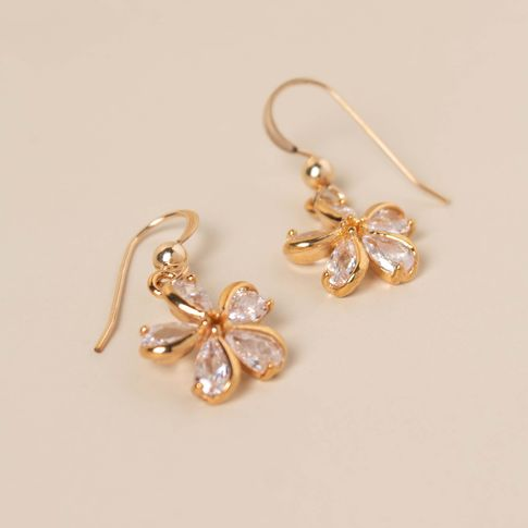 Elegant White Crystal Daisy Earrings